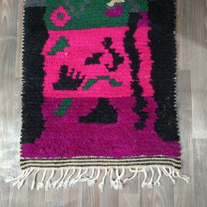 Handmade Berber Beni Ourain Wool Runner Rug Geometric Hallway