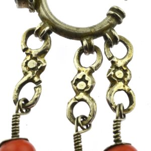 Amazigh DEWWAH Antique Coral Earrings with Silver Design
