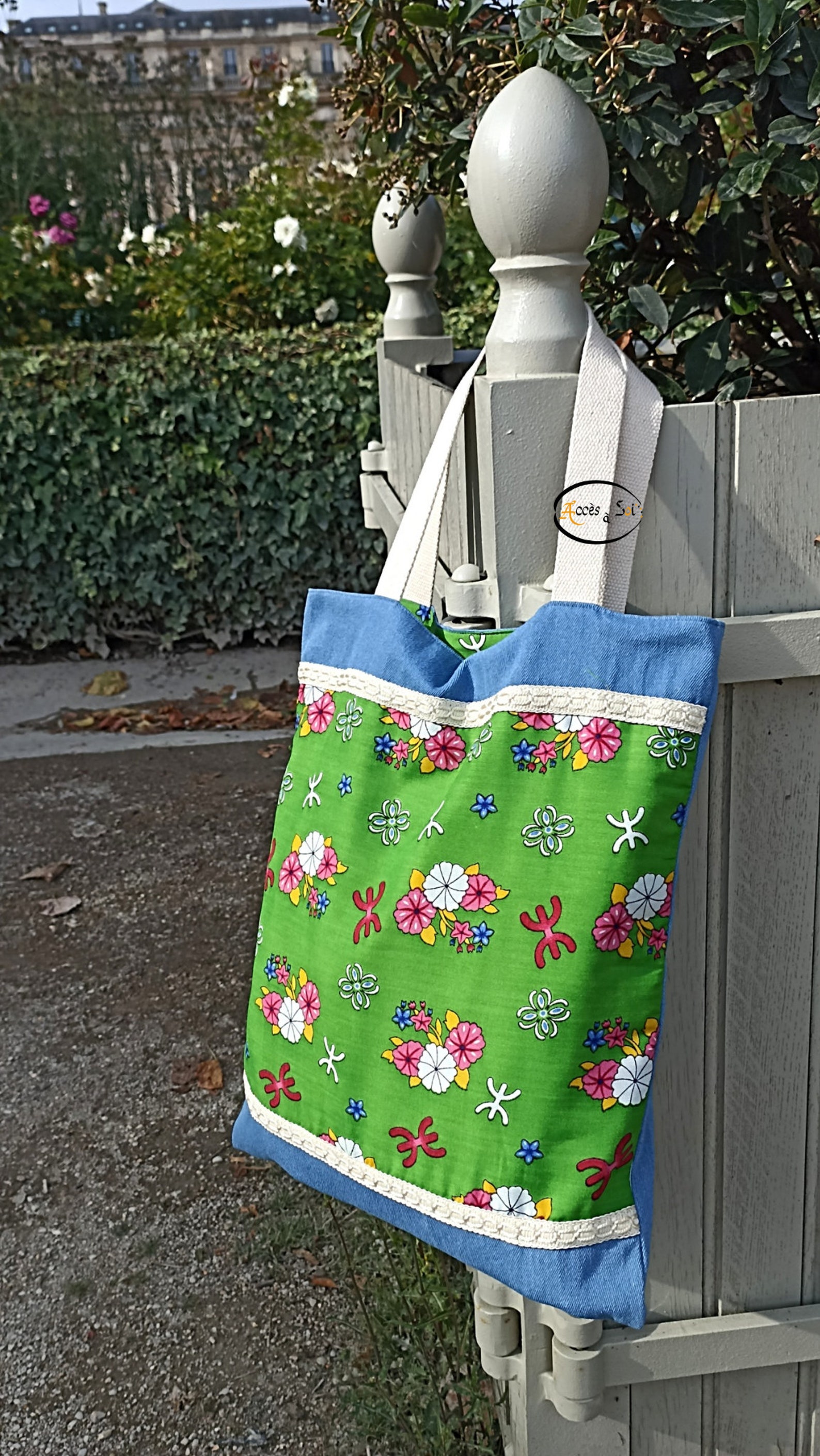 Berber Kabyle Jeans Cotton Tote Bag with Traditional Motifs
