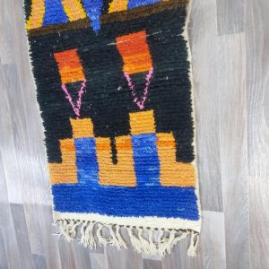 Handwoven Berber Boujaad Rug, know that Colorful Wool Runner