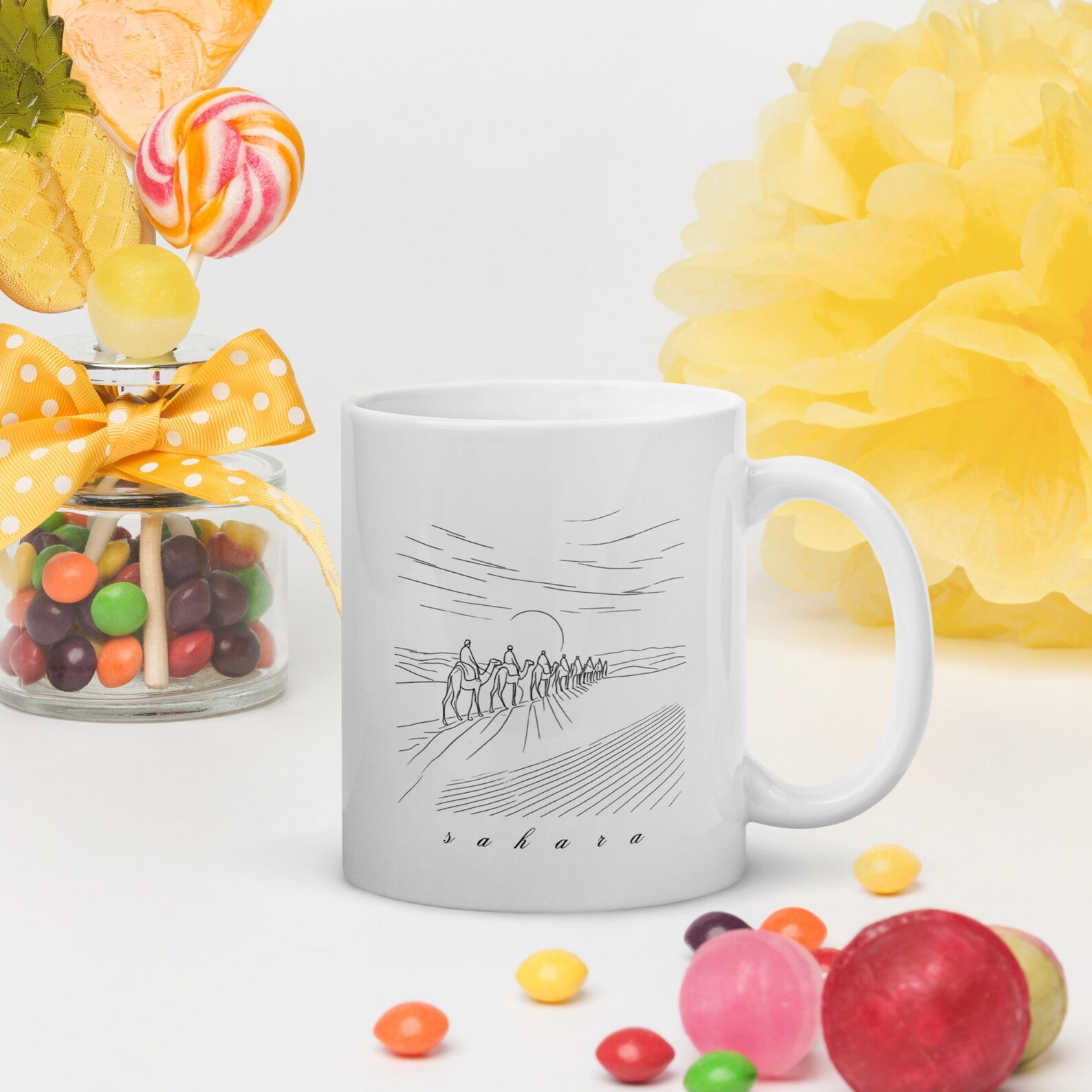 Amazigh Berber Nomad Desert Coffee Ceramic Mug with Sahara Design