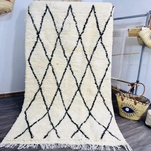 Hand Knotted Berber Beni Ourain Azilal Wool Rug