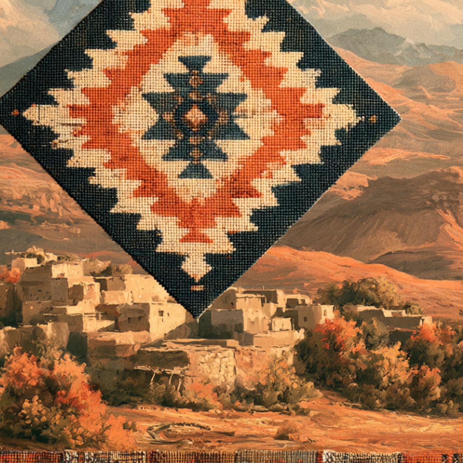 Amazigh Berber Mountain Folk Geometric Wall Art Print