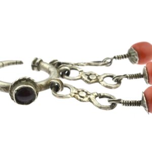 Amazigh DEWWAH Antique Coral Earrings with Silver Design