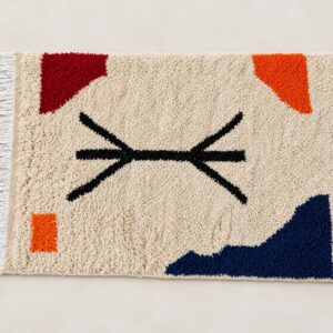 Amazigh Yaz Symbol Berber Geometric Design Rug with Tifinagh Motif