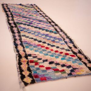 Amazigh Boucherouite Berber Runner Rug Handwoven Tribal Wool Style