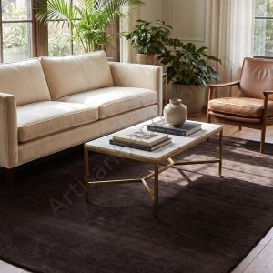 Berber Handloom Wool Rug Dark Walnut Brown Modern Decor Carpet
