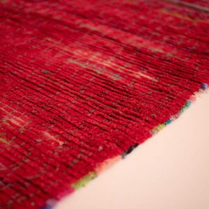 Berber Vintage Red Boucharouite Cotton Area Rug with Tribal Design