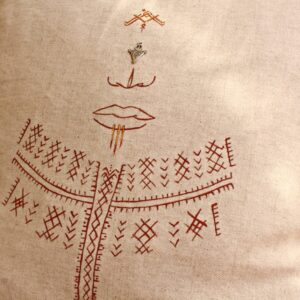 Berber Tattoo Pillow Hand Painted Amazigh Decor Pillow with Traditional Symbols