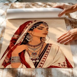 Amazigh Woman Wall Art Print with Berber Portrait Design