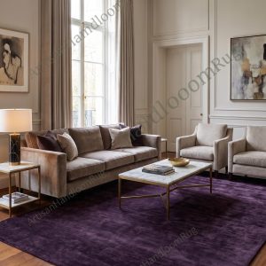 Berber Handloomed Deep Purple Wool Plush Area Rug