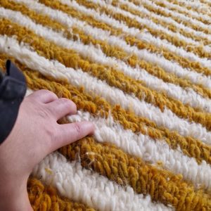 Berber Handmade Wool Rug with Brown Levels Pattern Design