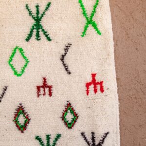 Amazigh Berber Beni Ourain Wool Rug with Colorful Symbols