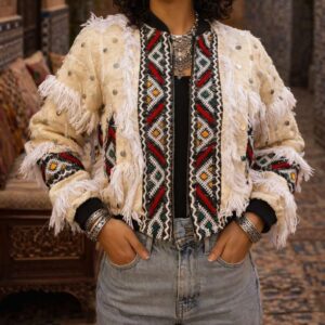 Amazigh Berber Bomber unisexe Festival Handira Wool Hoodie