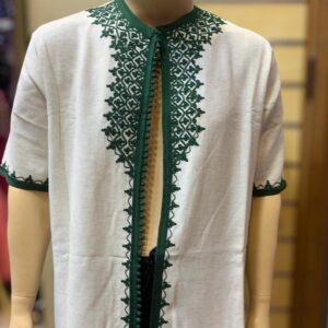 Amazigh Loulan Tunic with Elegant Beige Embroidery for Men