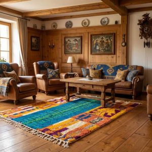 Colorful Berber Boujaad Azilal Wool Handmade Artisan Rug