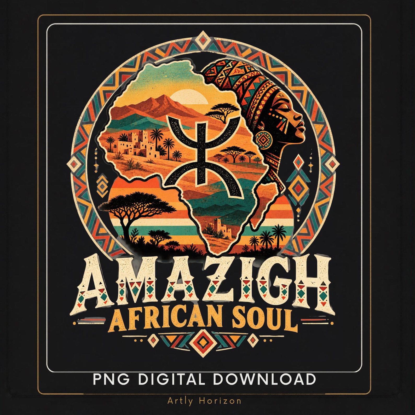 Amazigh Berber Yaz African Soul PNG Digital Download Design