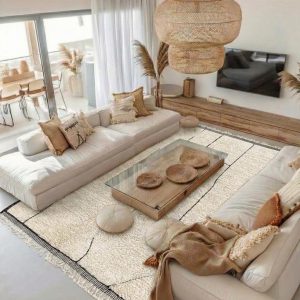 Berber Minimalist Line Beni Ourain Shag Large Area Rug