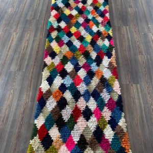 Berber Colorful Boujaad Vintage Runner Rug with Wool Design