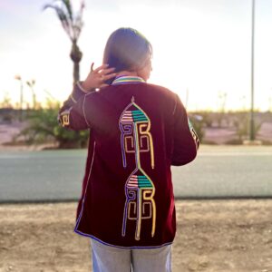 Amazigh Berber Burgundy Velvet Embroidered Jacket with Satin Lining