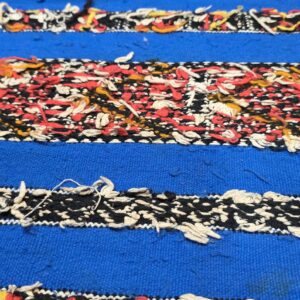 Amazigh Middle Atlas Vintage Blue Kilim Rug with Symbolic Designs