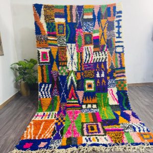 Berber Abstract Vibrant Artistic Blue Wool Home Decor Rug