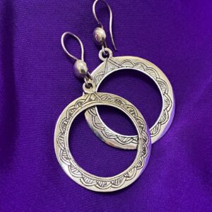 Berber Tuareg Taqzhne massif Silver Earrings with Amazigh Style
