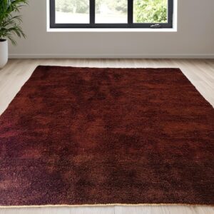 Amazigh Chocolate Brown Minimalist Handwoven Wool Rug Custom Design