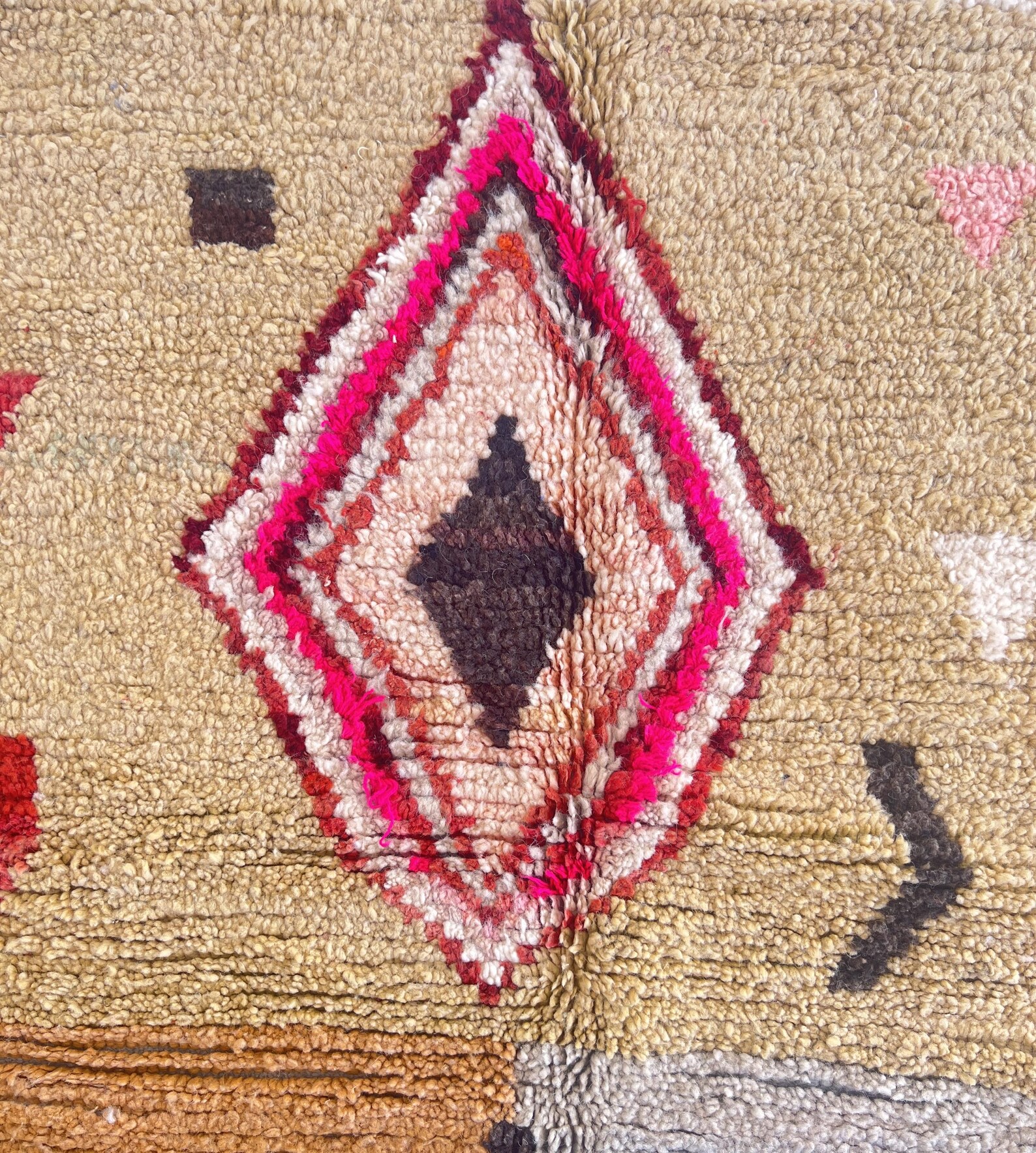 Amazigh Brown Berber Wool Rug Handwoven Tribal Carpet