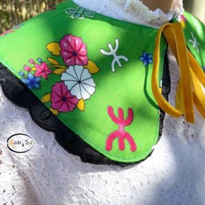 Berber Claudine Blouse with Removable Kabyle Inspired Vintage Accessory Design