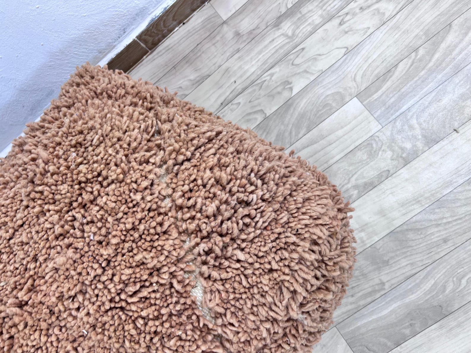 Amazigh Handwoven Berber Wool Floor Pouf with Hanbel Design