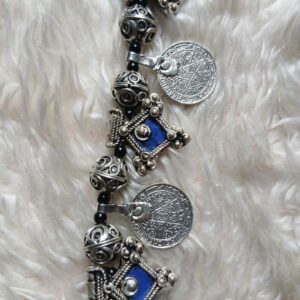 Vintage Amazigh Berber Enameled Cross Pendant Coin Charm Necklace