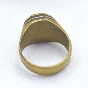 Berber Tuareg Brass Signet Ring with Ebony Wood Inlay