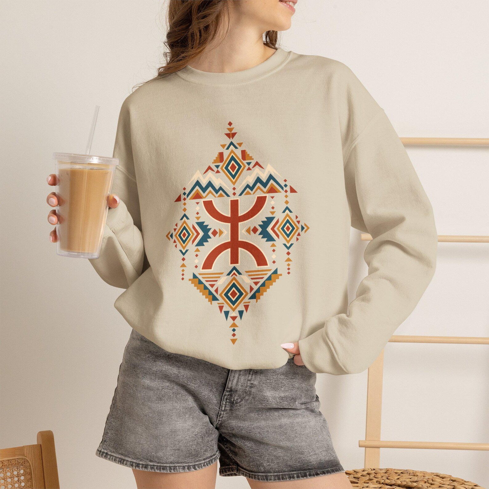 Amazigh Geometric Berber Art T-Shirt with Heritage Symbol Design