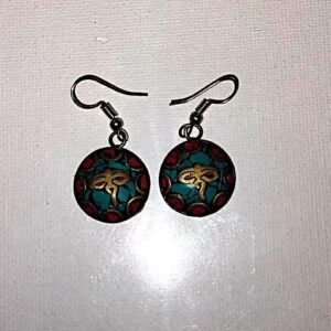 Handmade Amazigh Berber Earrings with Coral Turquoise Accents