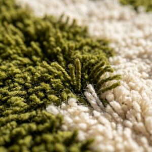 Amazigh Olive Abstract Modern Shag Berber Wool Rug Custom Size
