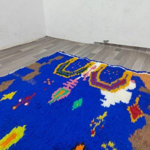 Berber Blue Wool Beni Ourain Handwoven Rug with Ourain Design
