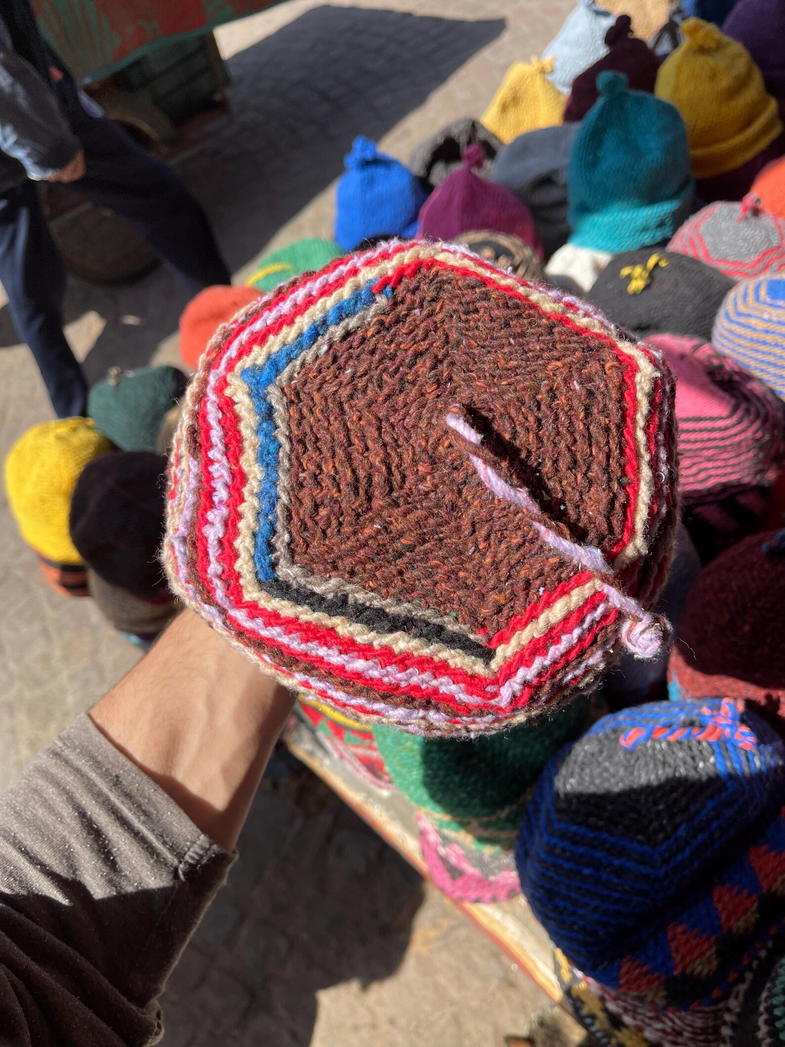 Amazigh Berber Handcrafted Wool Beanie with Geometric Knit Hat