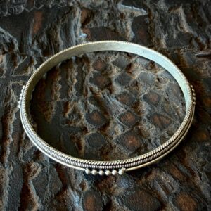 Amazigh Berber Patinated Silver Bracelet Closed Bangle Artisan Jewelry