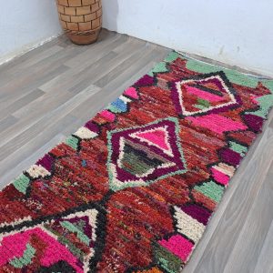 Berber Colorful Azilal Handmade Wool Checkered Shaggy Rug