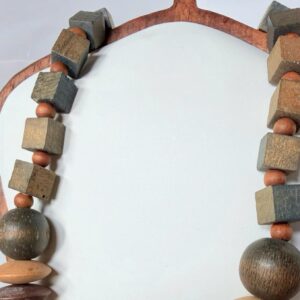 Amazigh Vintage Wooden Beaded Necklace with Bohemian Craft Style
