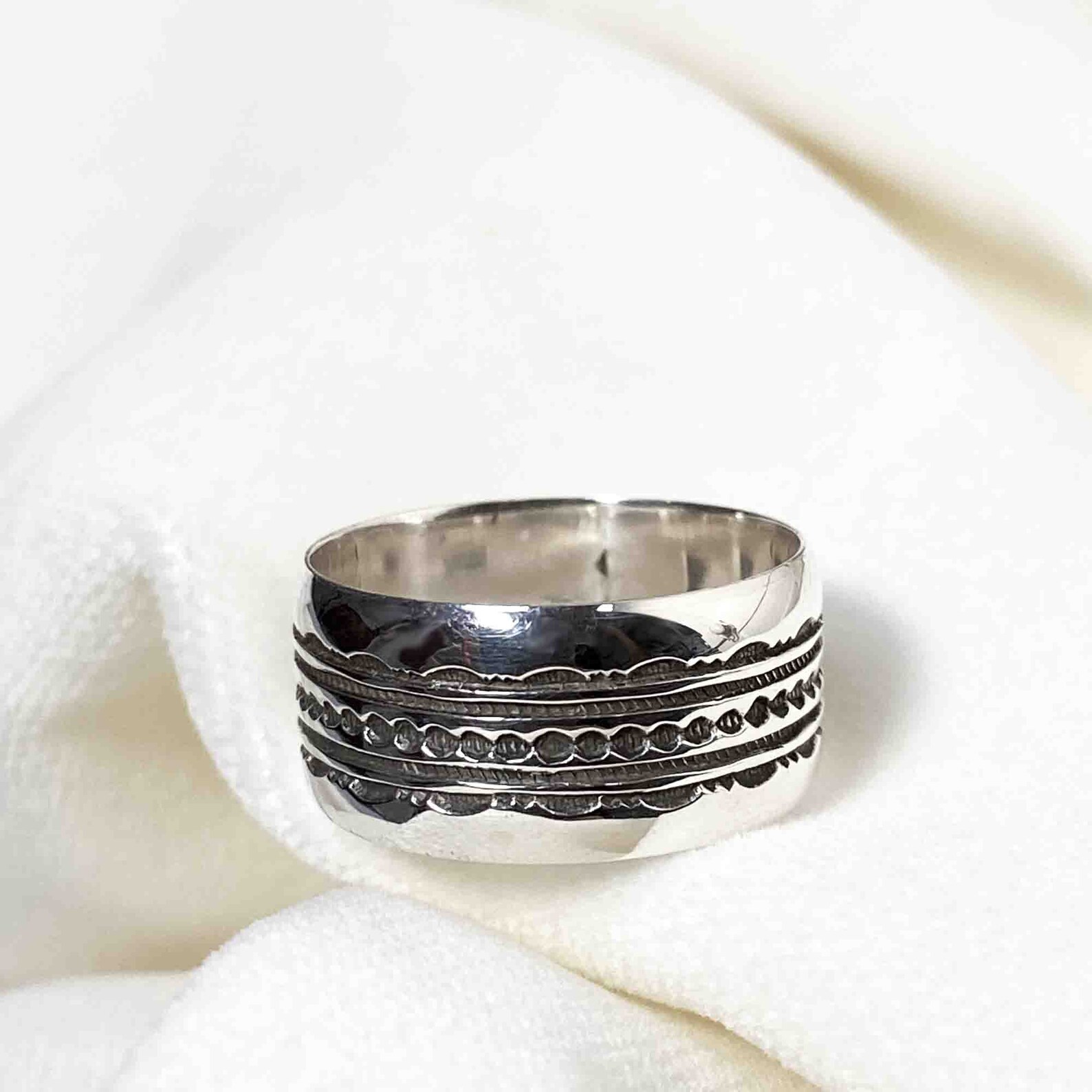 Berber Tuareg Amtlhan Massif Silver Ring with Engraved Design