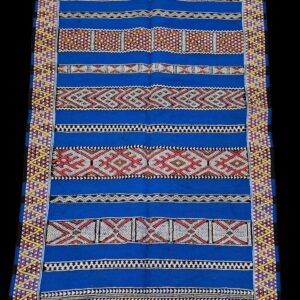 Amazigh Middle Atlas Vintage Blue Kilim Rug with Symbolic Designs