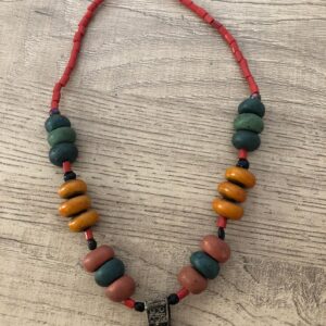 Handmade Berber Tuareg Cross Amazigh Necklace with Colorful Beads