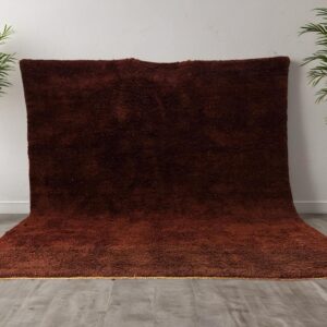 Amazigh Chocolate Brown Minimalist Handwoven Wool Rug Custom Design