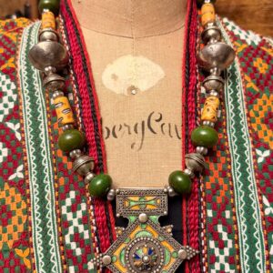 Boghdad Berber Amazigh Tifinagh Morrocan Symbolic and Mythical Millefiori Pendant Necklace