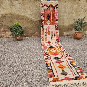 Colorful Berber Azilal Wool Runner Geometric Carpet Rug
