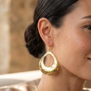 Handmade Amazigh Berber Vintage Hammered Gold Tone Earrings