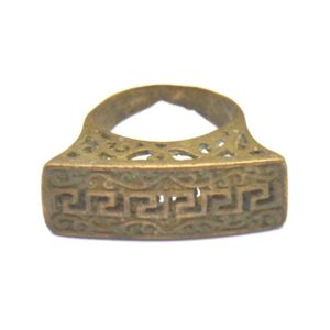 Amazigh Handmade Brass Ring with Geometric Engraved Aged Finish