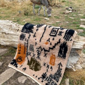 Authentischer Amazigh Berber Wool Rug Abstract Boho Tribal Design